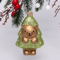 Ёлочная игрушка "Медвежонок-ёлочка" 7,5*5*12 см, зелёный 916-0744
